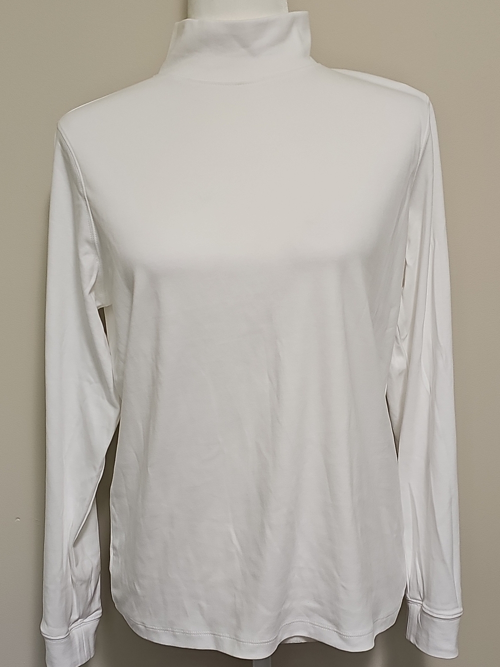 L.L. Bean White Long-Sleeve Mock Neck Top